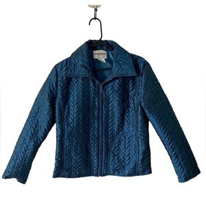 Chicos Blue Metallic Quilted Lightweight Puffer Jacket Coat Size 0 (US S or 4)